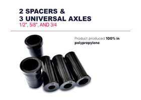 Includes spacers and axle adapters for easy replacement