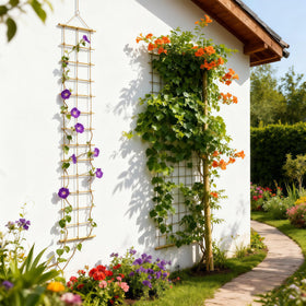 Close-up of bamboo texture on Generic ladder trellis, rust-free and durable.
