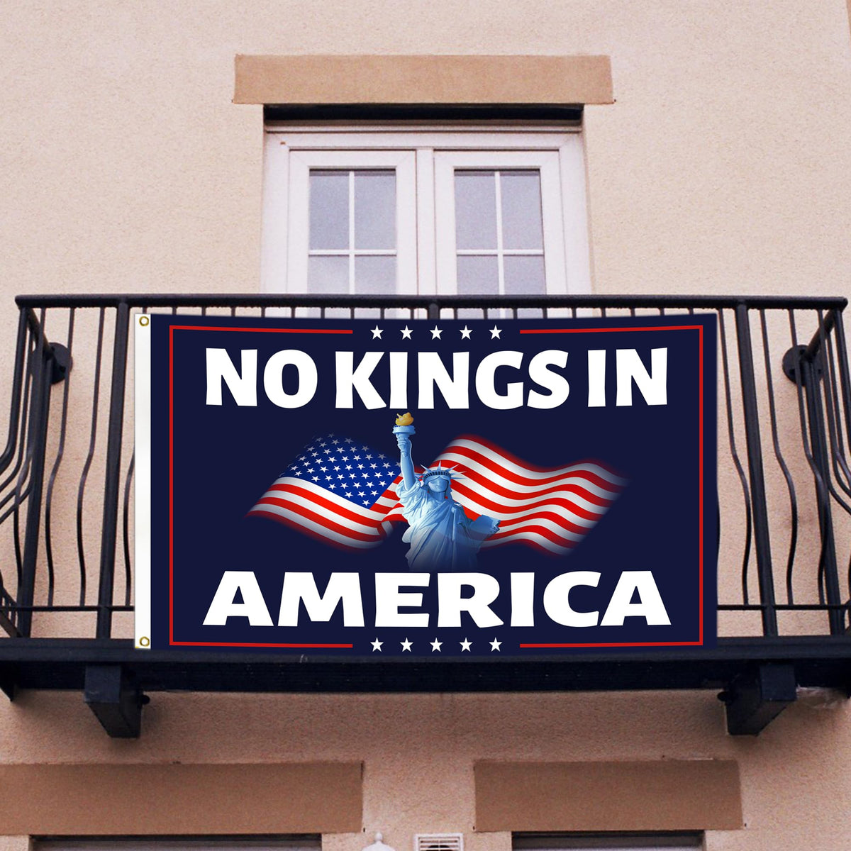 Generic No Kings in Ameri-ca flag brass grommets reinforce wind resistance