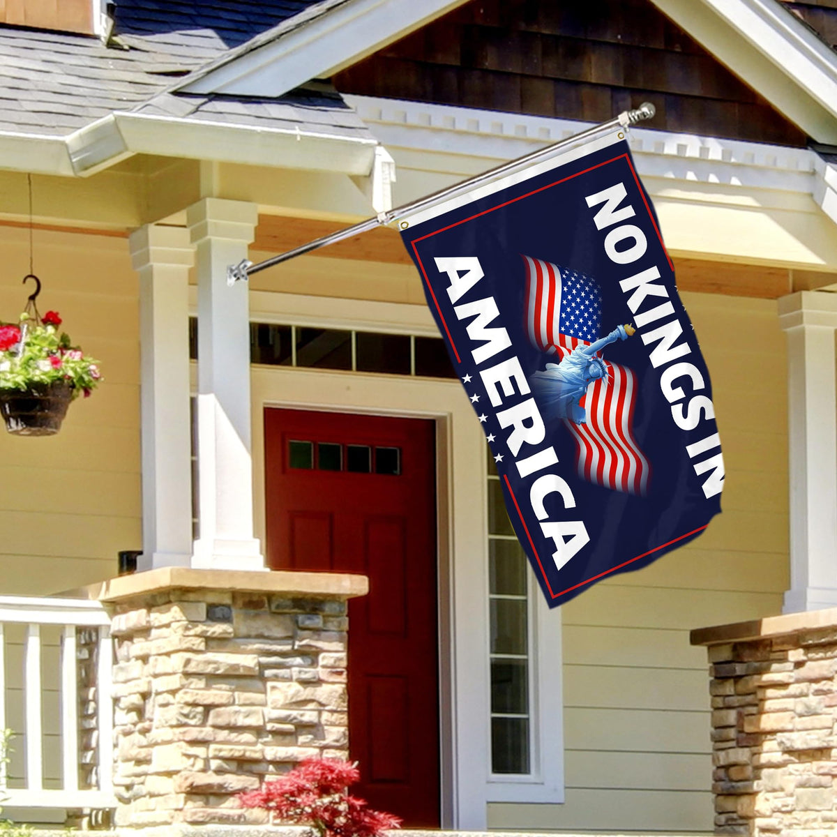 Generic No Kings in Ameri-ca flag double-stitched edge for durability
