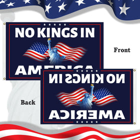 Generic No Kings in Ameri-ca flag ideal for garden or porch displays