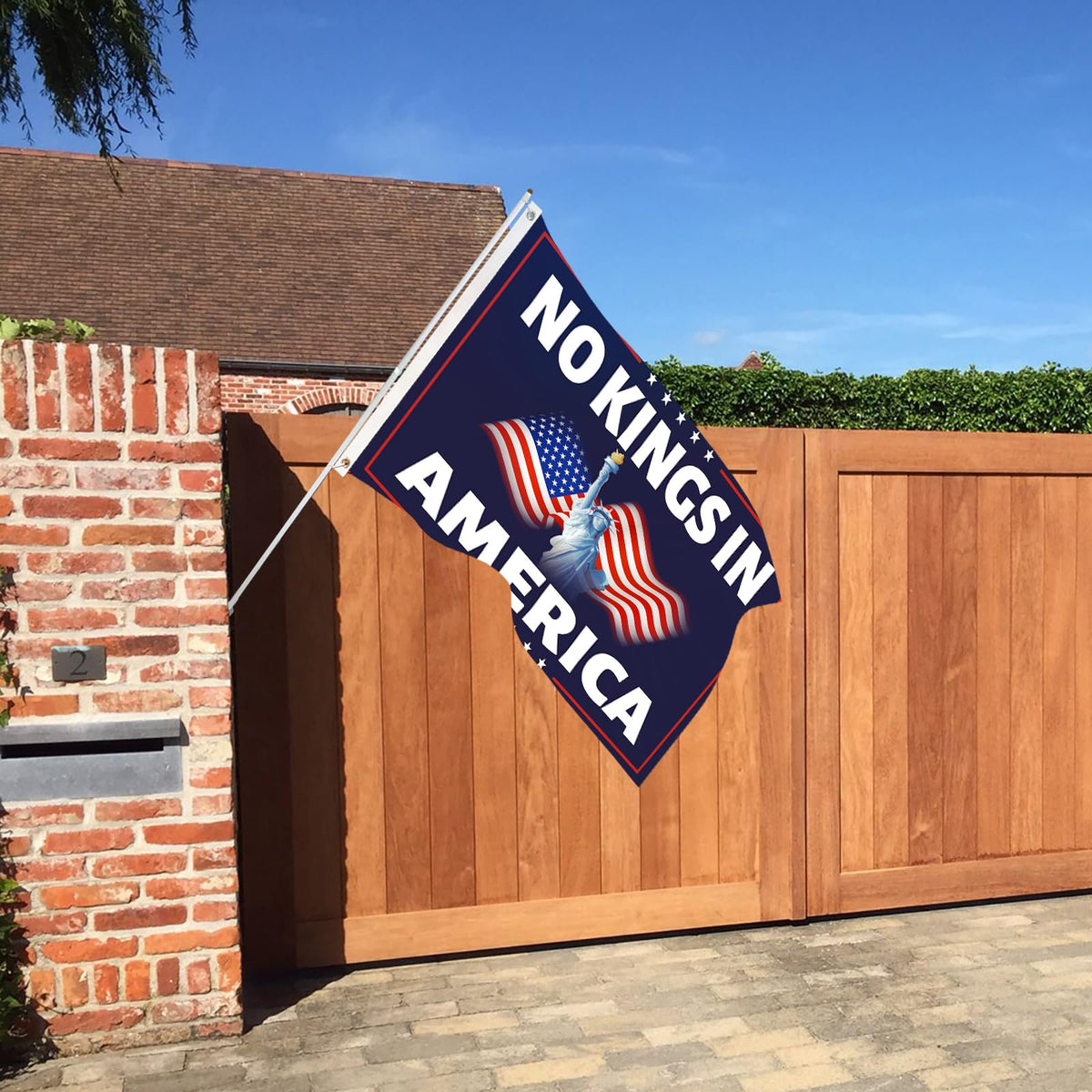 Generic No Kings in Ameri-ca flag indoor or outdoor decor option