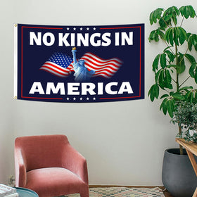 Generic No Kings in Ameri-ca flag lightweight flutter in light breeze