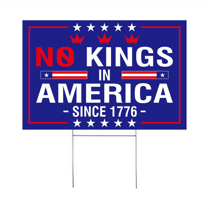 Generic No Kings In America sign front view with clear outdoor visibility and bold typography
