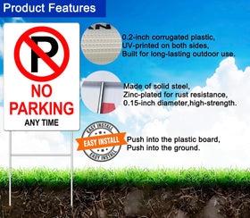 Generic No Parking sign is double-sided for visibility from all directions.