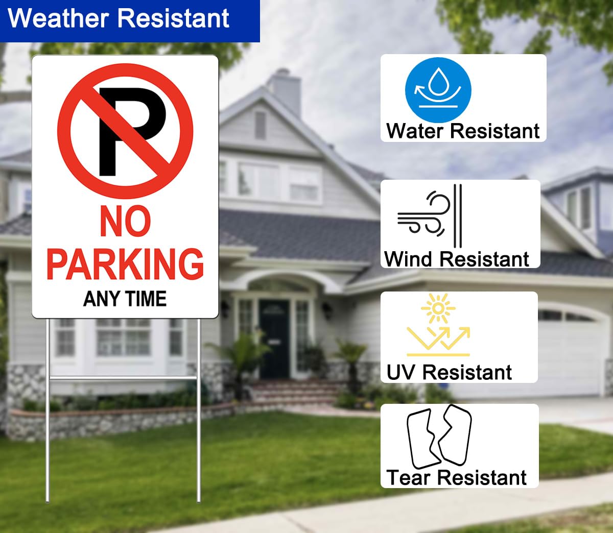 Generic No Parking sign comes in a two-pack for quick replacement.