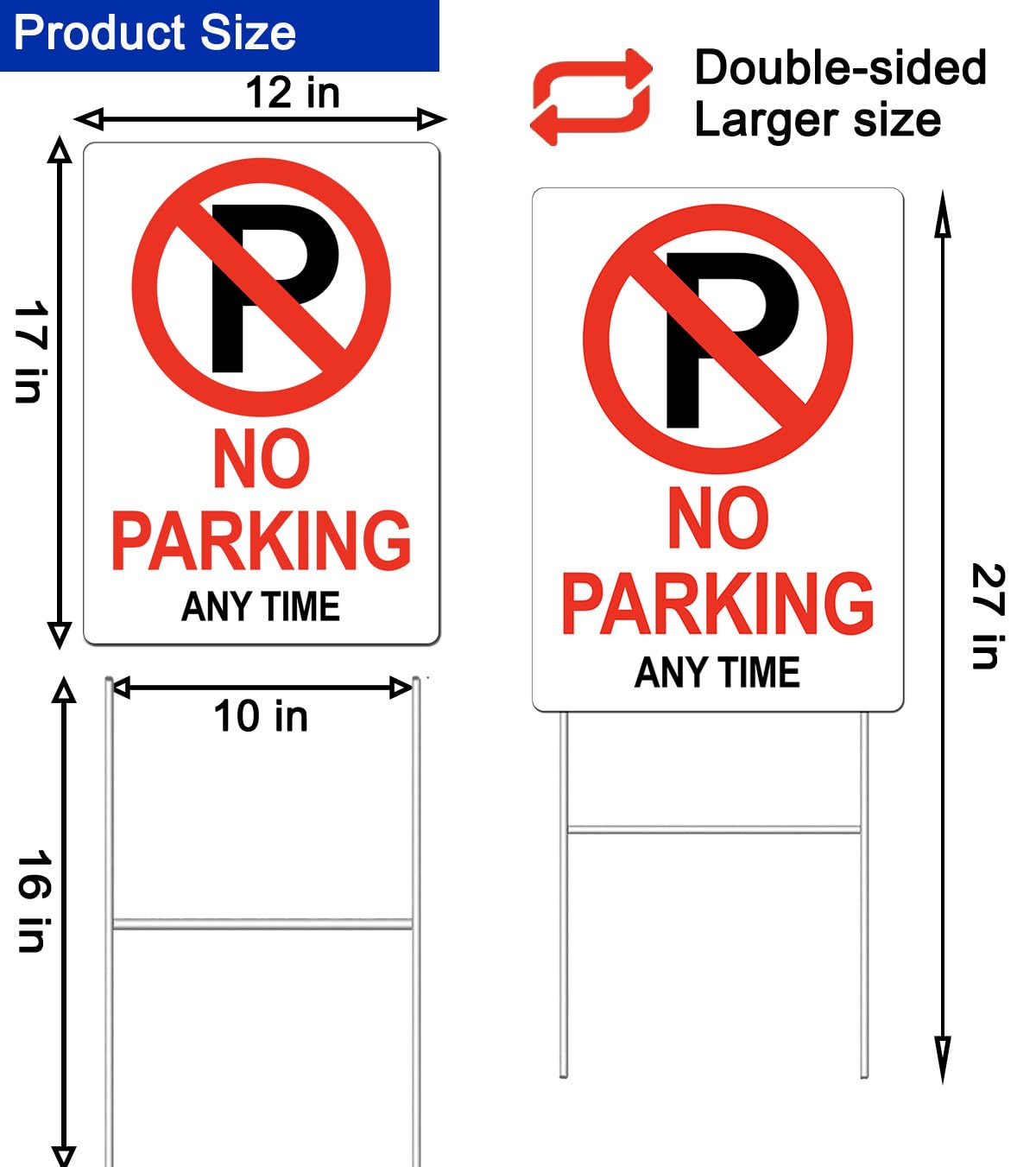 Generic No Parking sign made of corrugated plastic, waterproof for outdoor use.