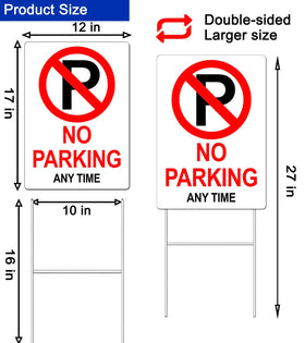 Generic No Parking sign made of corrugated plastic, waterproof for outdoor use.