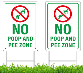 Generic No Poop Zone Sign front view demonstrates clear yard messaging.
