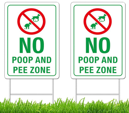Generic No Poop Zone Sign front view demonstrates clear yard messaging.