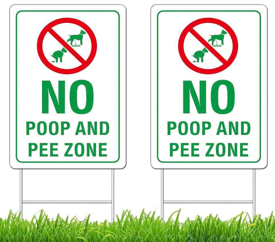 Generic No Poop Zone Sign front view demonstrates clear yard messaging.