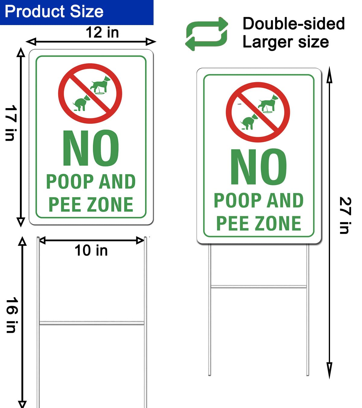 Generic No Poop Zone Sign with H-stake ready for mounting.