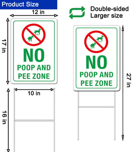 Generic No Poop Zone Sign with H-stake ready for mounting.