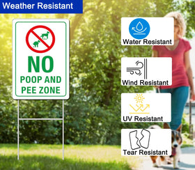 Generic No Poop Zone Sign yard installation demonstrates polite, clear reminder.