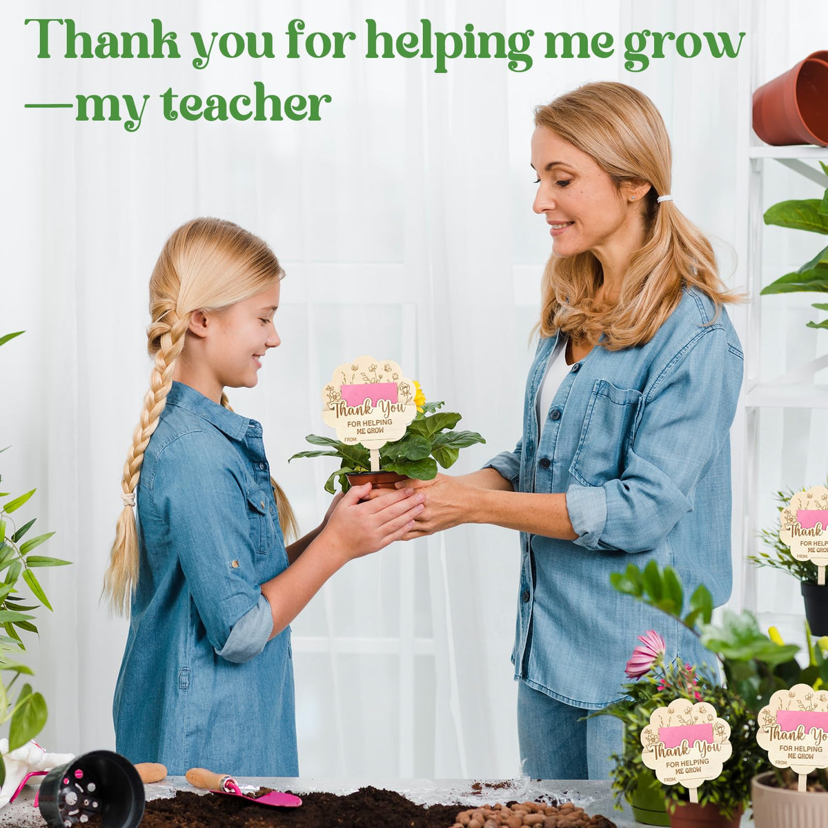Generic gift-ready plant stake suitable for office or home décor.