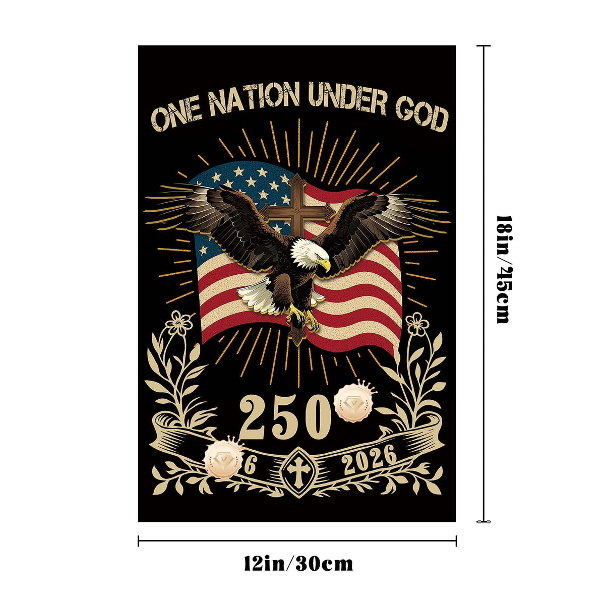 Generic one nation under God garden flag for outdoor display.