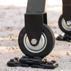 Generic outdoor cooking accessory keeps Blackstone level during camping or backyard grilling.