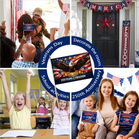 Generic outdoor and indoor patriotic decor flags for events and home displays.