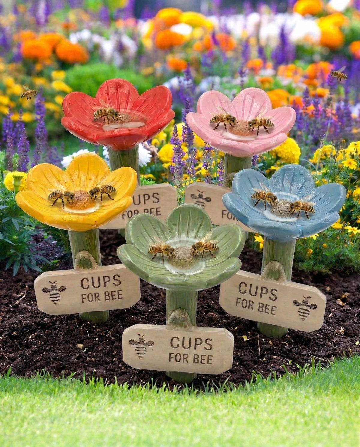 Generic Colorful set invites bees, butterflies, and beneficial insects to sip.