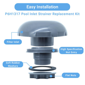 Generic P6H1317 adapter-connection highlights easy installation through pool wall