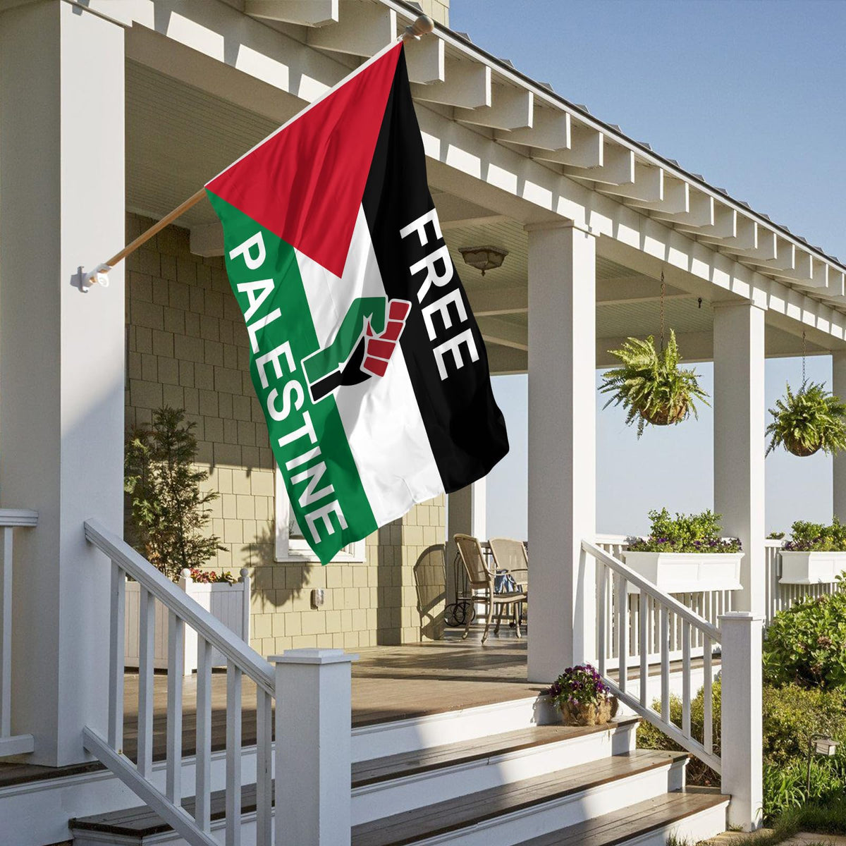 Lightweight polyester flag easy to hang on walls or poles.