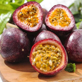 Generic passion fruit seeds on trellis support lush climbing vines.