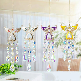 Generic patio balcony wedding decor crystal sun catcher creating shimmering light.