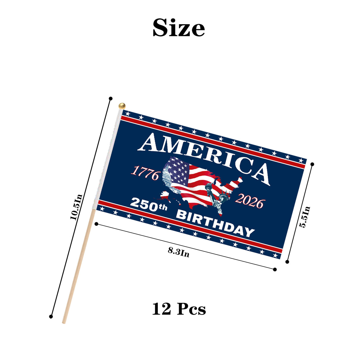 Generic patriotic classroom parade flags support large events and easy distribution