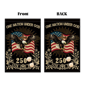 Generic patriotic eagle cross design flag suitable for yard decoration.