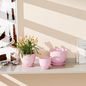 Generic pink ceramic flower pot 4.2-inch diameter perfect for small succulents and herbs