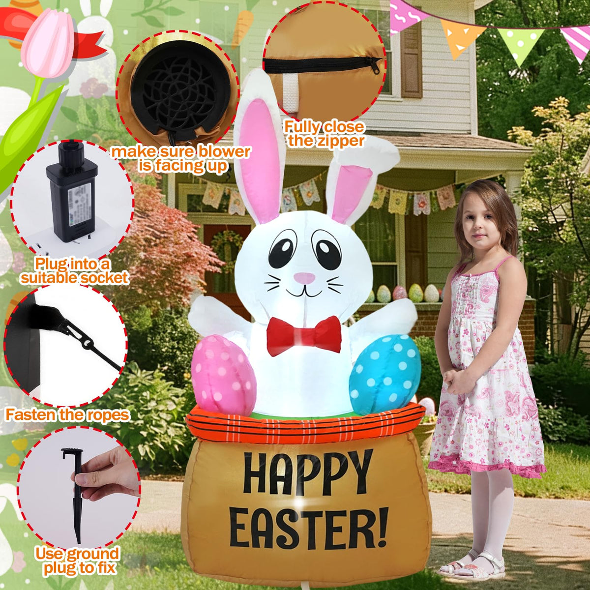Generic polyester waterproof Easter inflatable designed for long-lasting outdoor use.