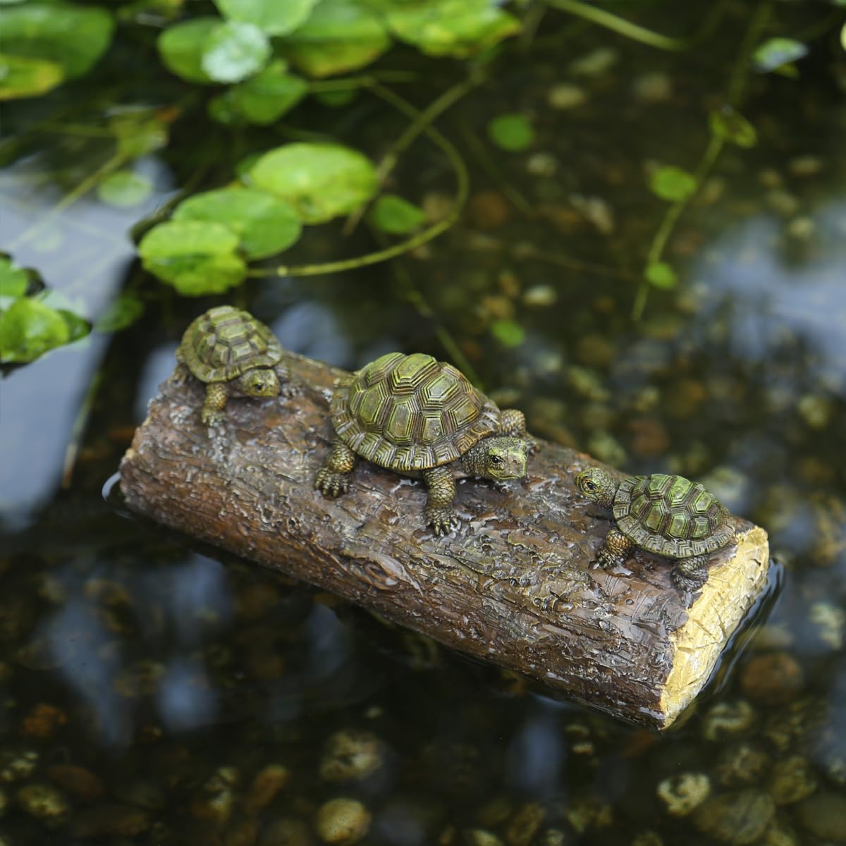Generic pond decor turtle sculptures outdoors offer durable year-round decoration.