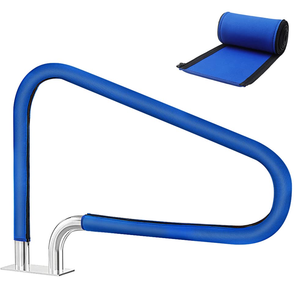 Generic pool handrail cover 8ft blue front view with non-slip grip