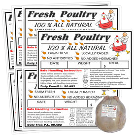 Generic Poultry Freezer Labels 4x2.5 inch for secure poultry packaging.