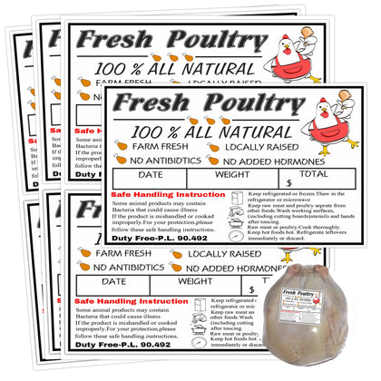 Generic Poultry Freezer Labels 4x2.5 inch for secure poultry packaging.
