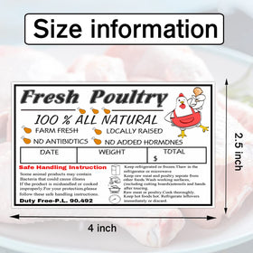 Generic Poultry Labels with chicken pattern enhance product presentation.