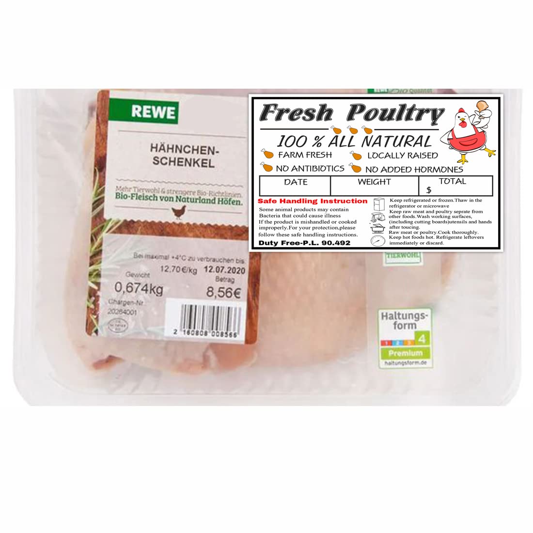 Generic Poultry Labels fit 4x2.5 inch packaging neatly.