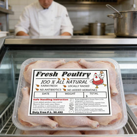Generic Freezer Labels for refrigerator-ready storage of poultry products.