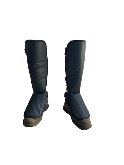 Generic Protective Shin Guard Brush Gaiter Lite front view shields shins while trimming and mowing.