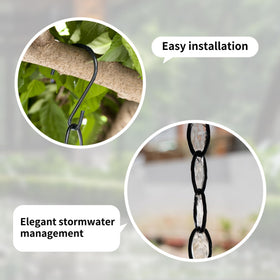 Generic rain chain handcrafted iron highlights solid construction.