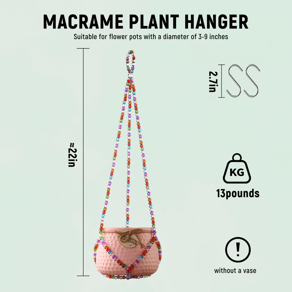Generic rainbow hanging planter for outdoor use adds color and charm.
