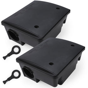 Generic rat bait station 2pack with secure lid for outdoor protection