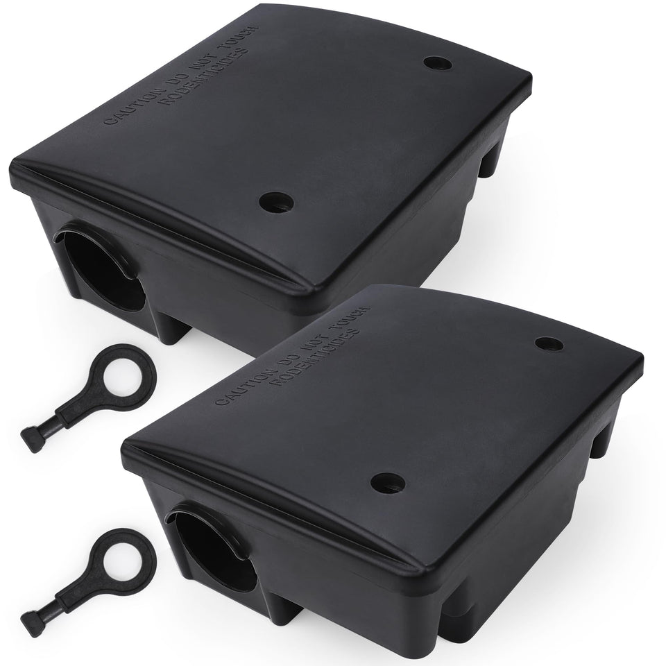 Generic rat bait station 2pack with secure lid for outdoor protection