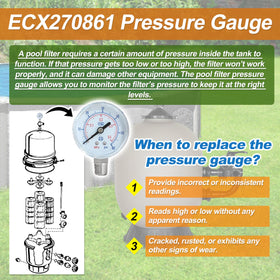 Generic replacement gauge fits Hayward Select filters for reliable pressure tracking