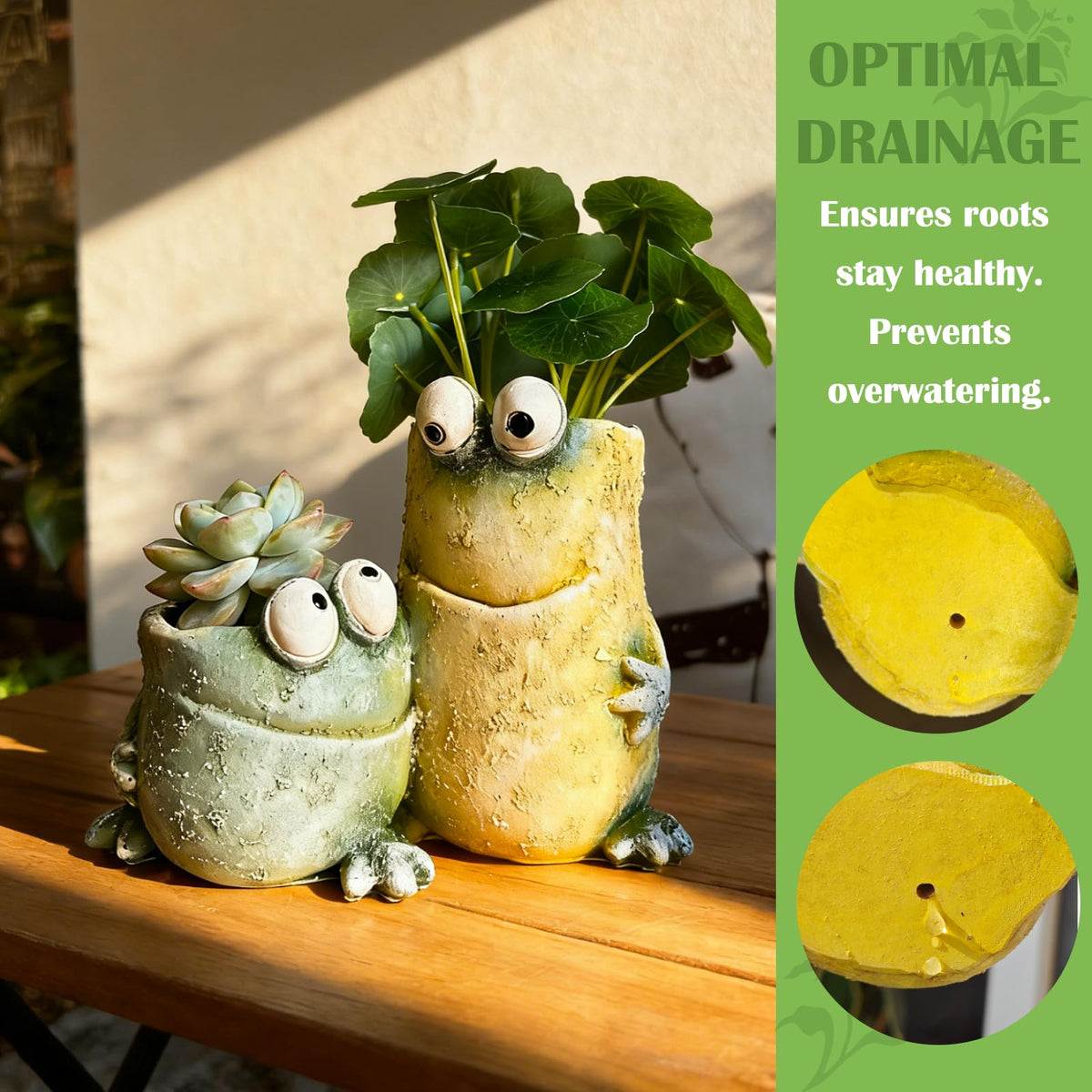 Generic resin frog planter with durable construction for long-lasting home decor.