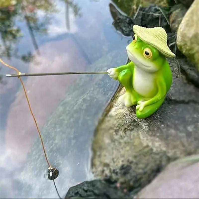 Generic resin frog sculpture for ponds adds a playful focal point.