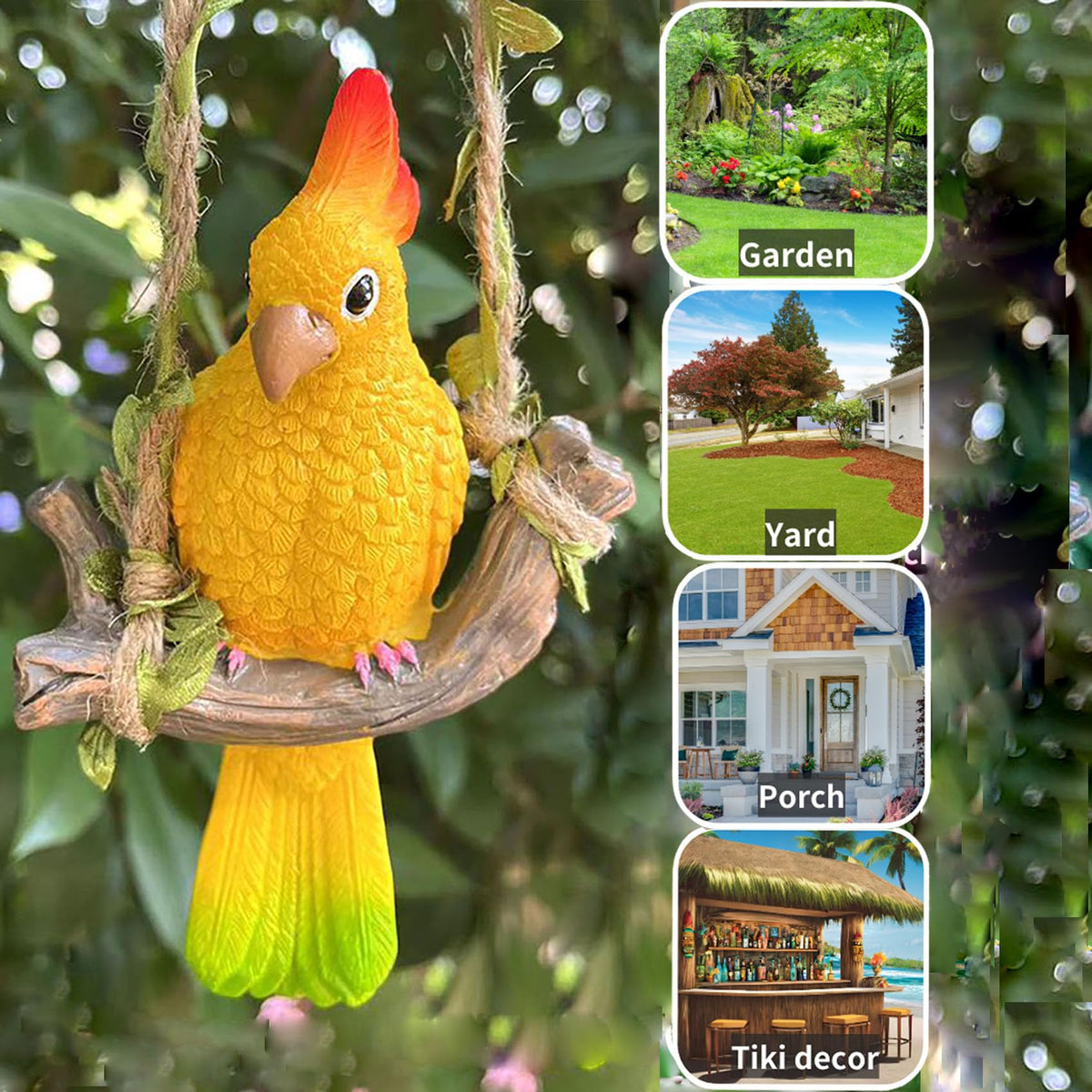 Generic resin parrot hanging decor suitable for study or porch.