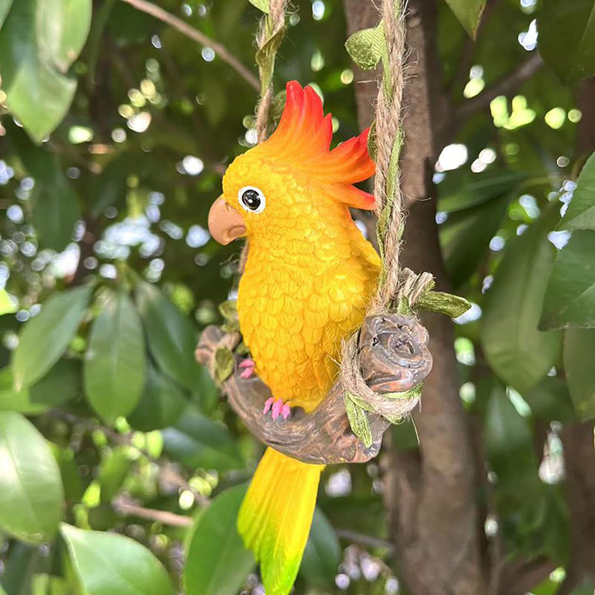 Generic resin parrot outdoor bird sculpture perfect for patios and balconies.