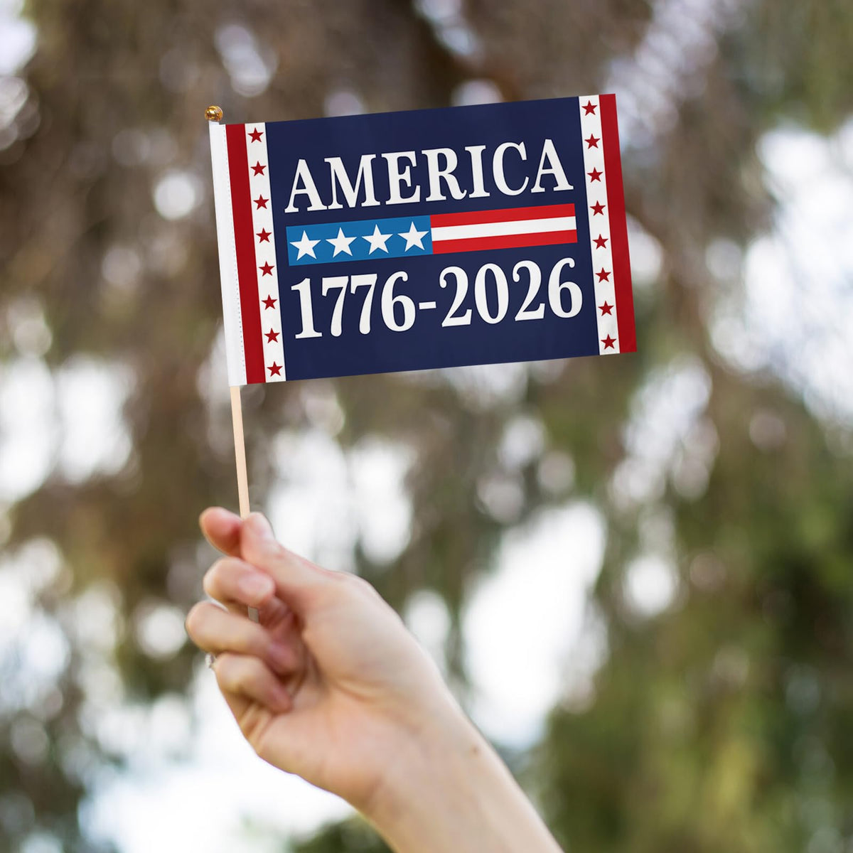 Generic reusable patriotic flags that can be used again for occasions.