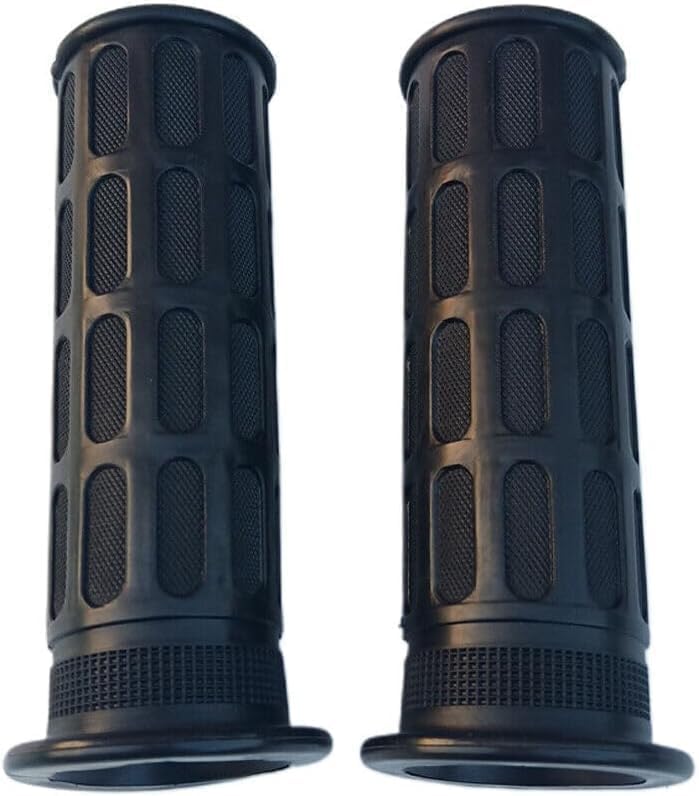 Generic rubber handlebar grips made of durable PVC withstand daily use.